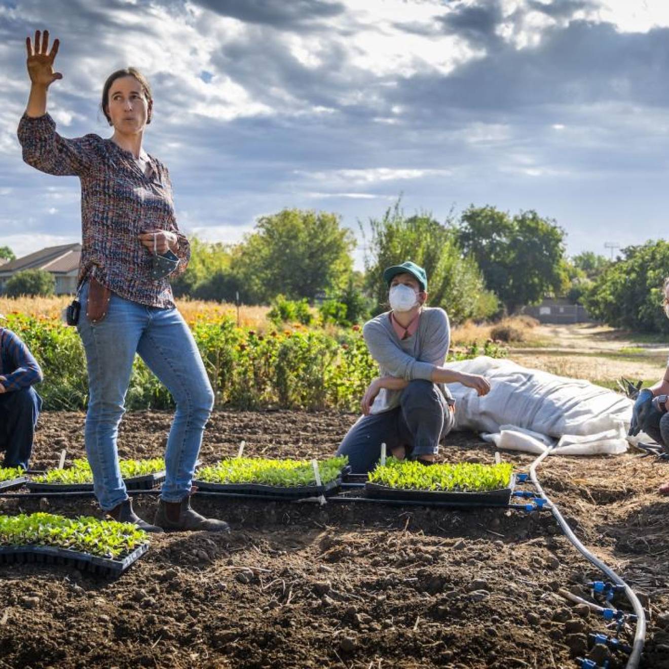 People in a student farm