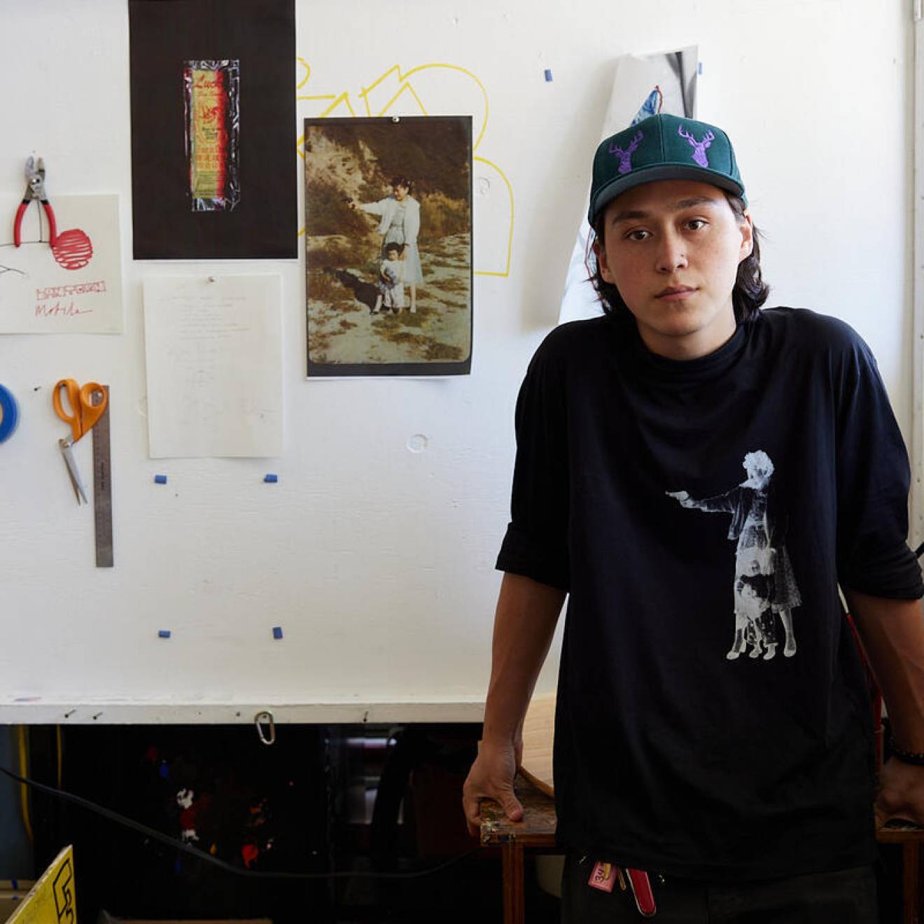 a student artist in the studio