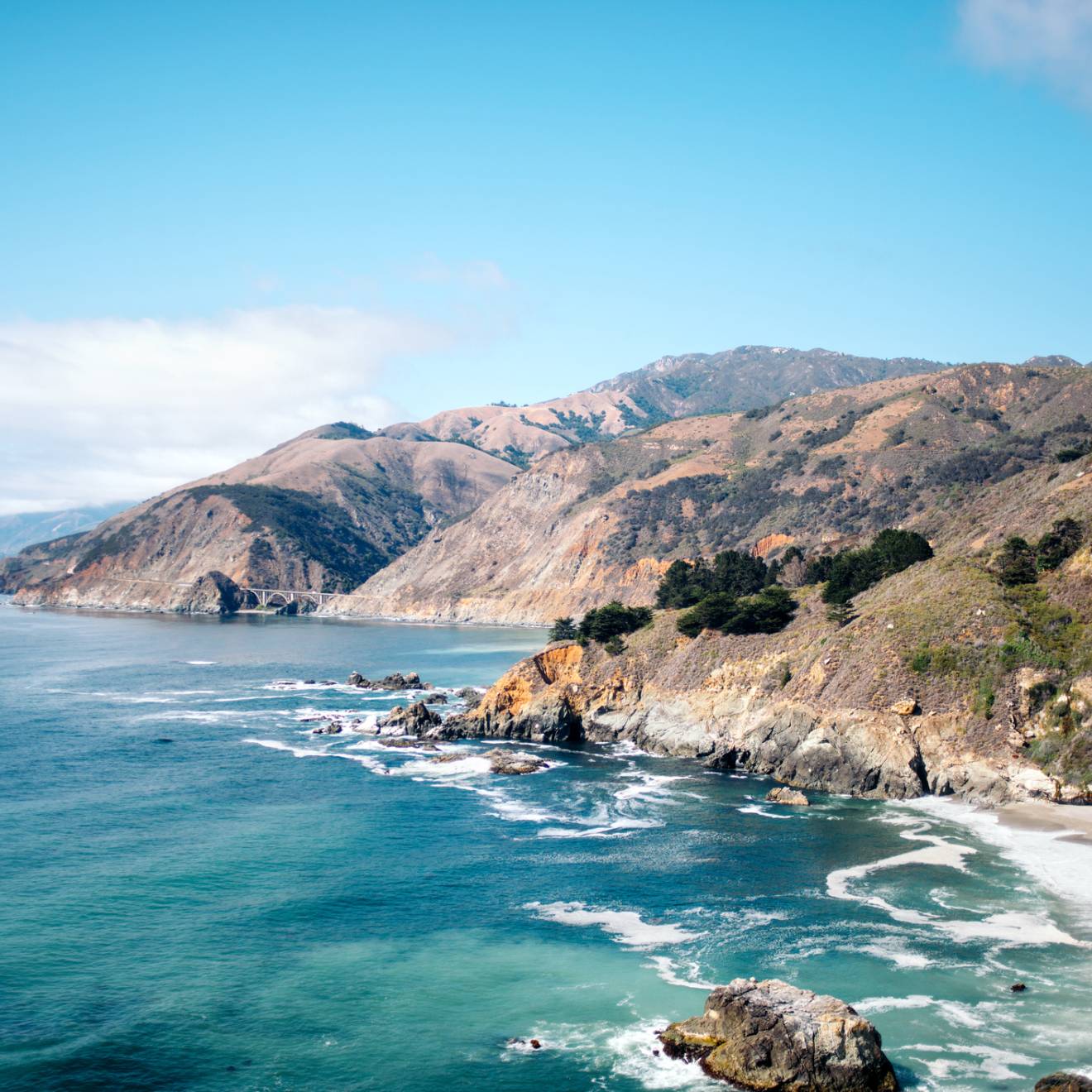 Central California coastline on a bright day