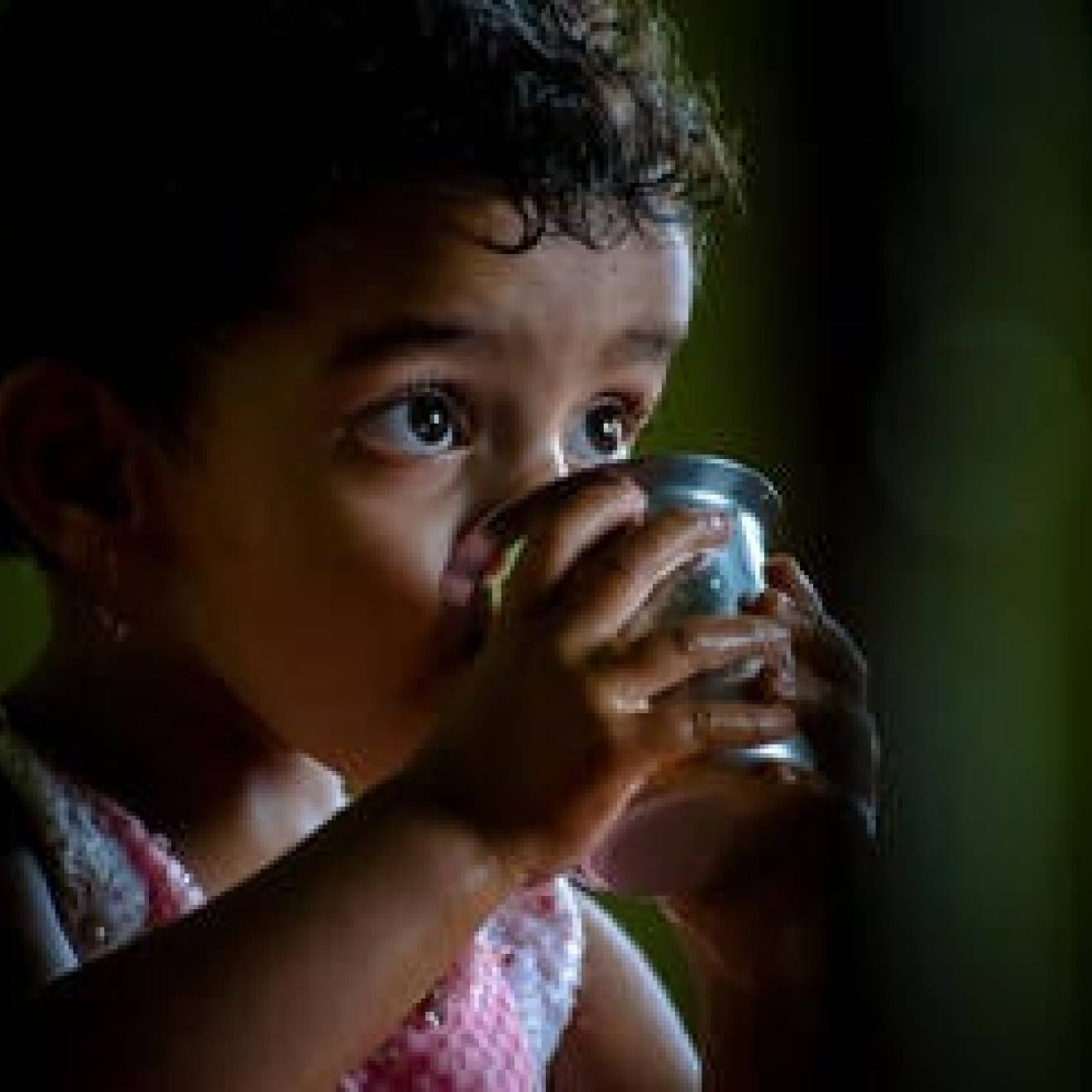 A child drinking water
