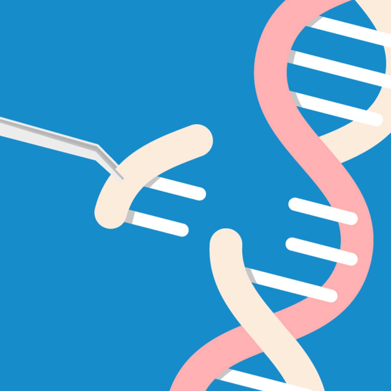 Illustration of a piece of DNA code being removed from a helix