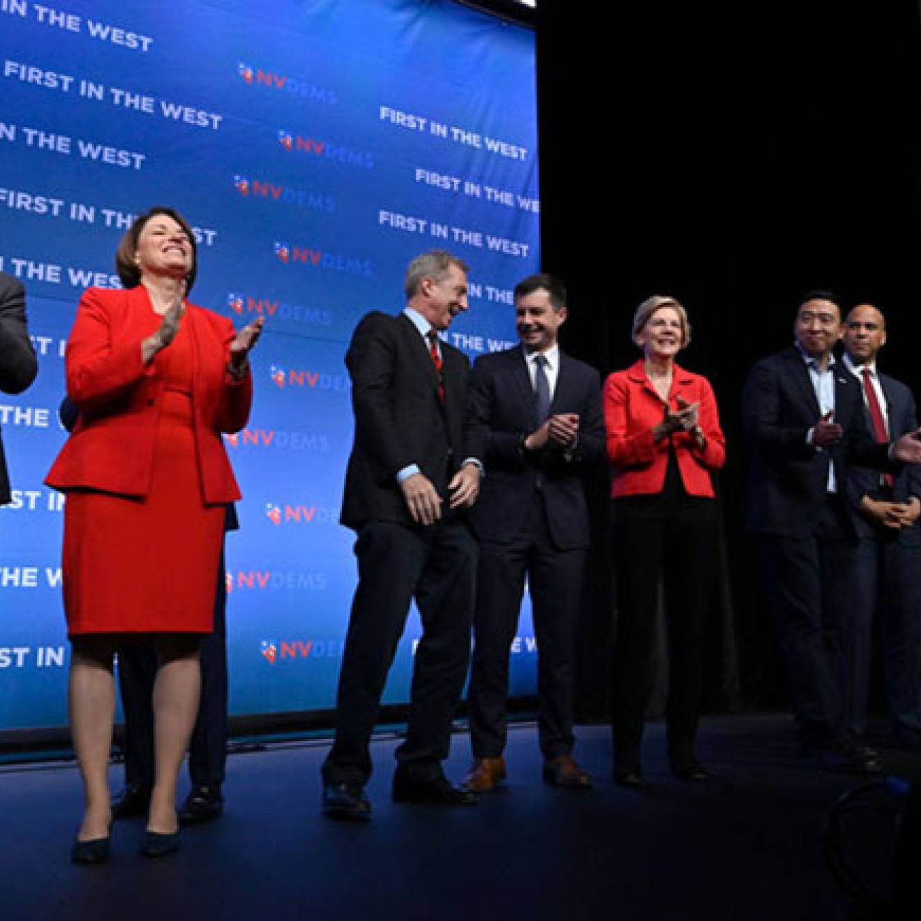 Candidates on a debate stage