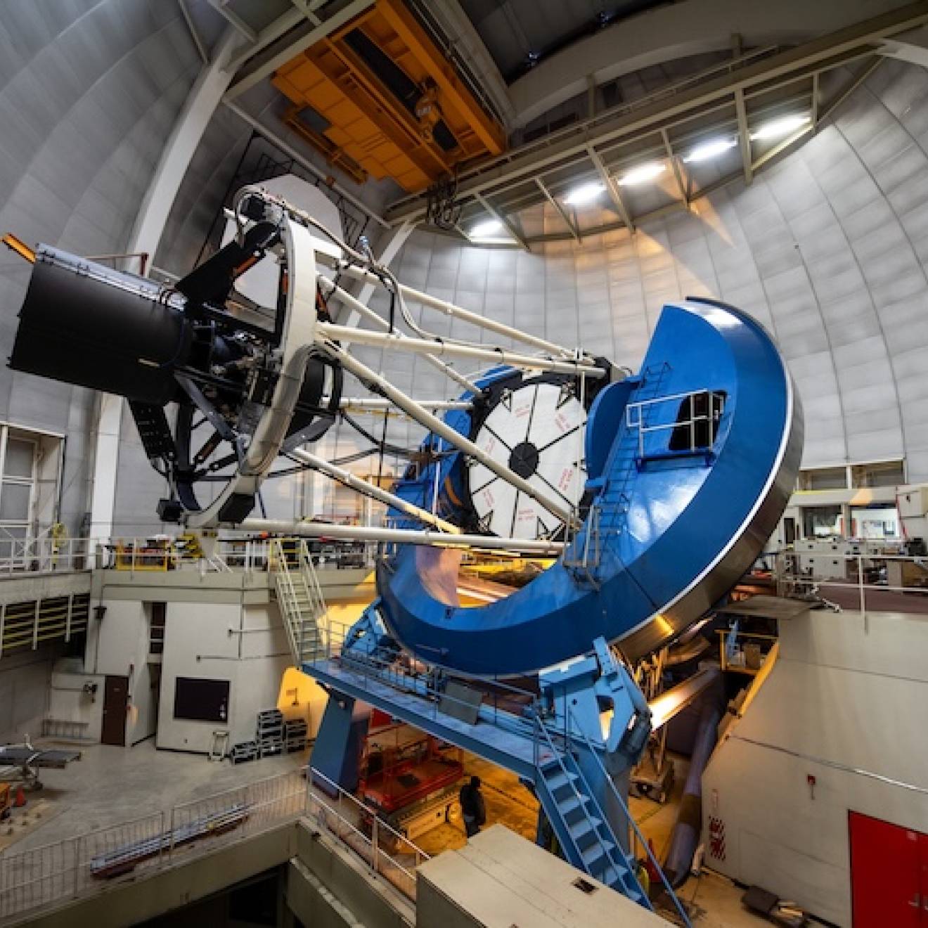 A modern telescope inside a dome