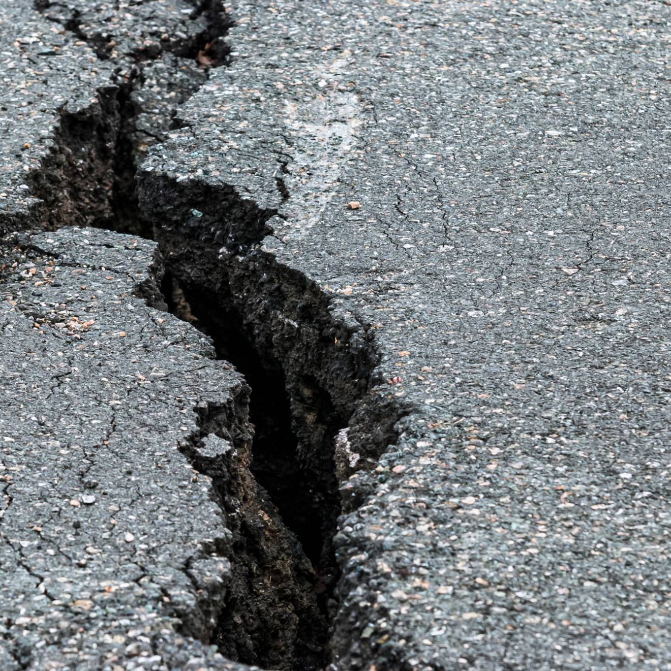 A fracture in asphalt