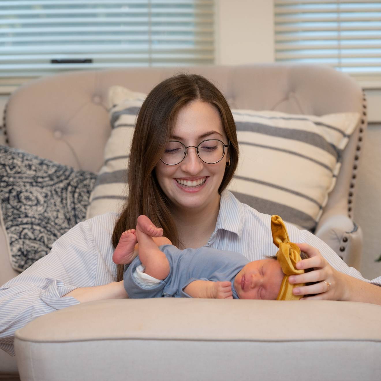 Emily Robbie with her baby