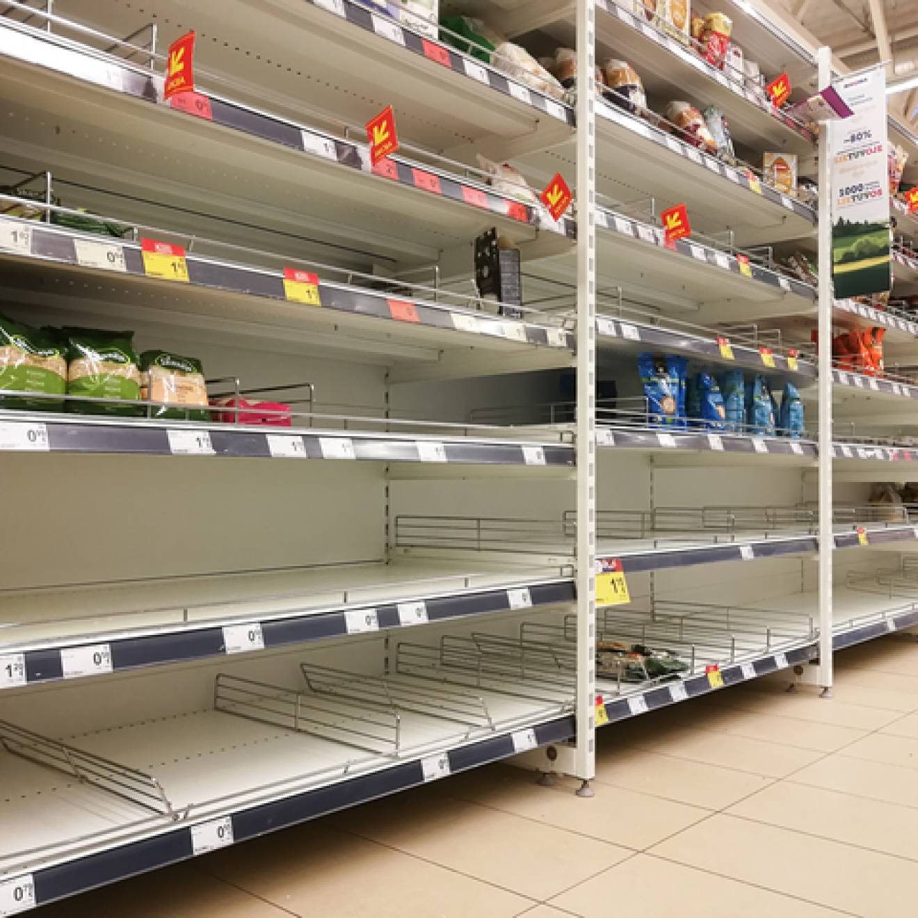 empty supermarket shelves