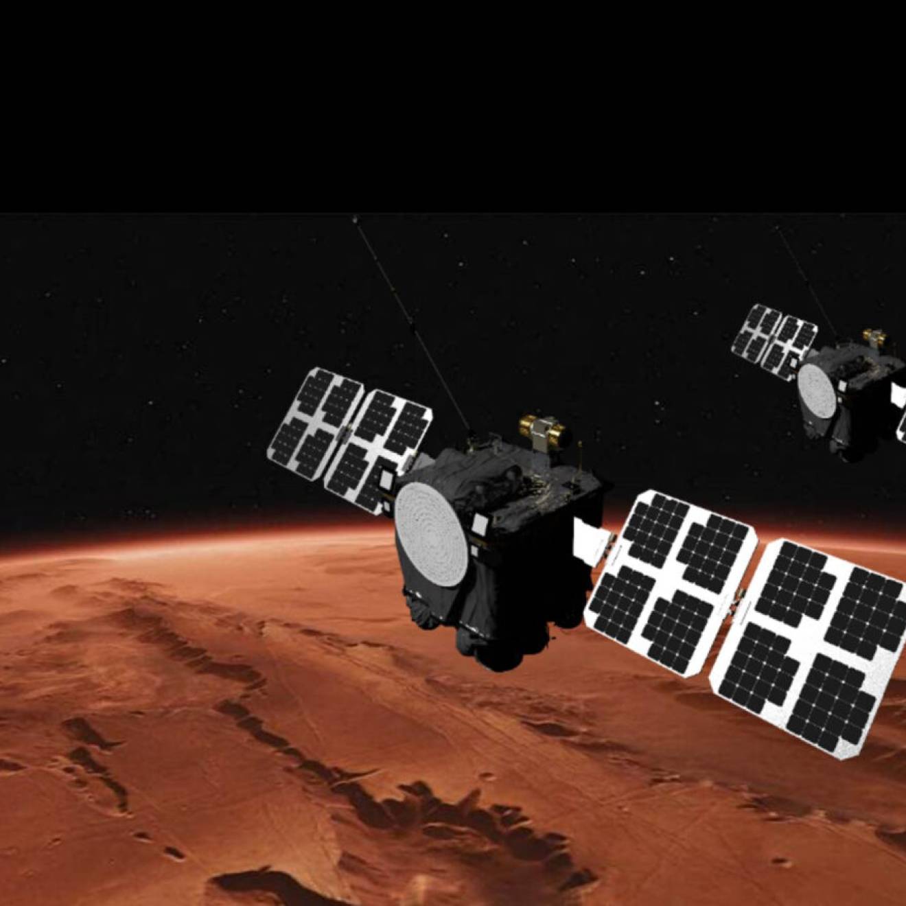 Two satellites orbit Mars