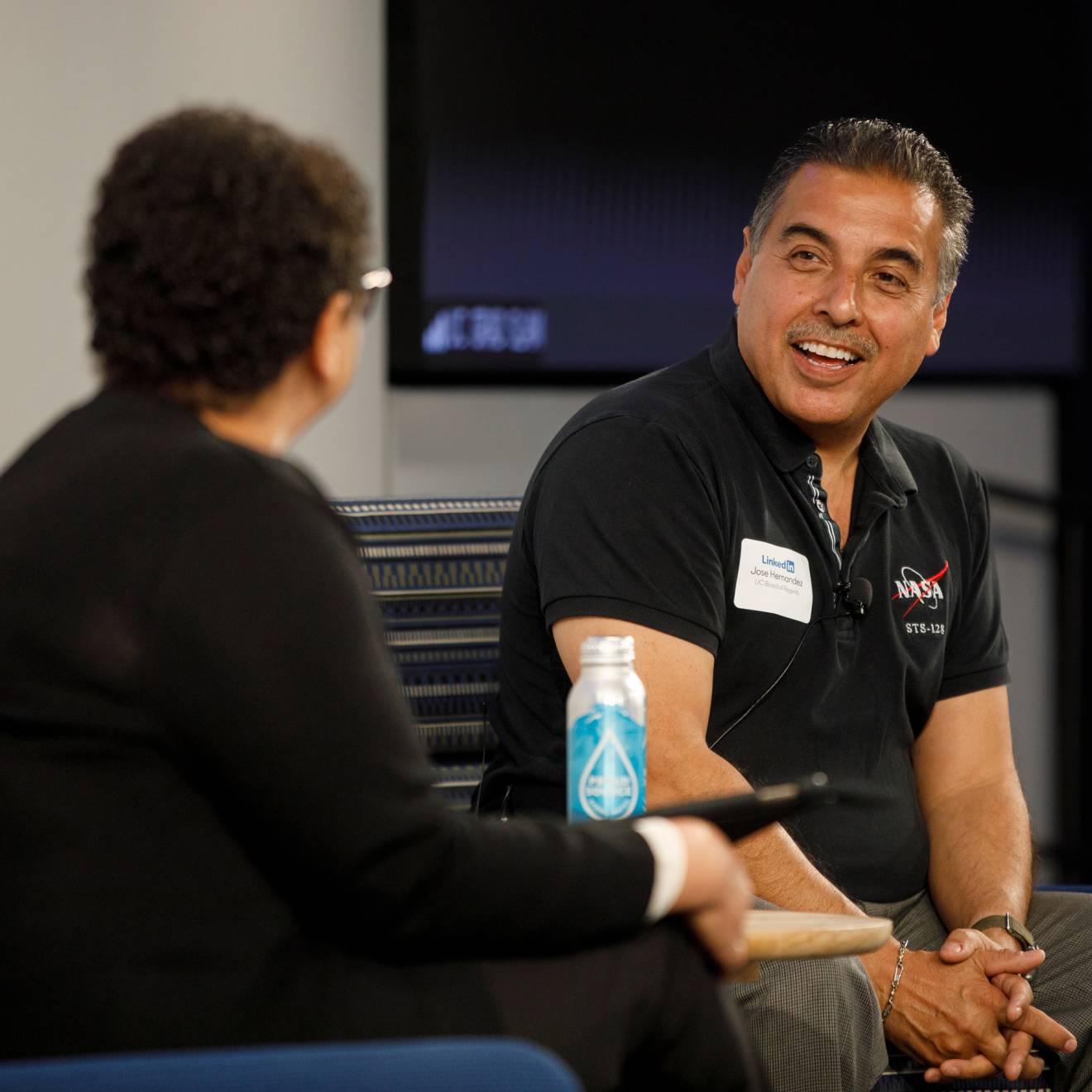 UC regent José Hernández speaks with Yvette Gullatt