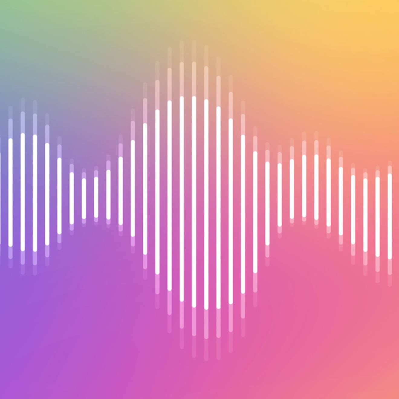 A rainbow-hued visualization of an audio wave