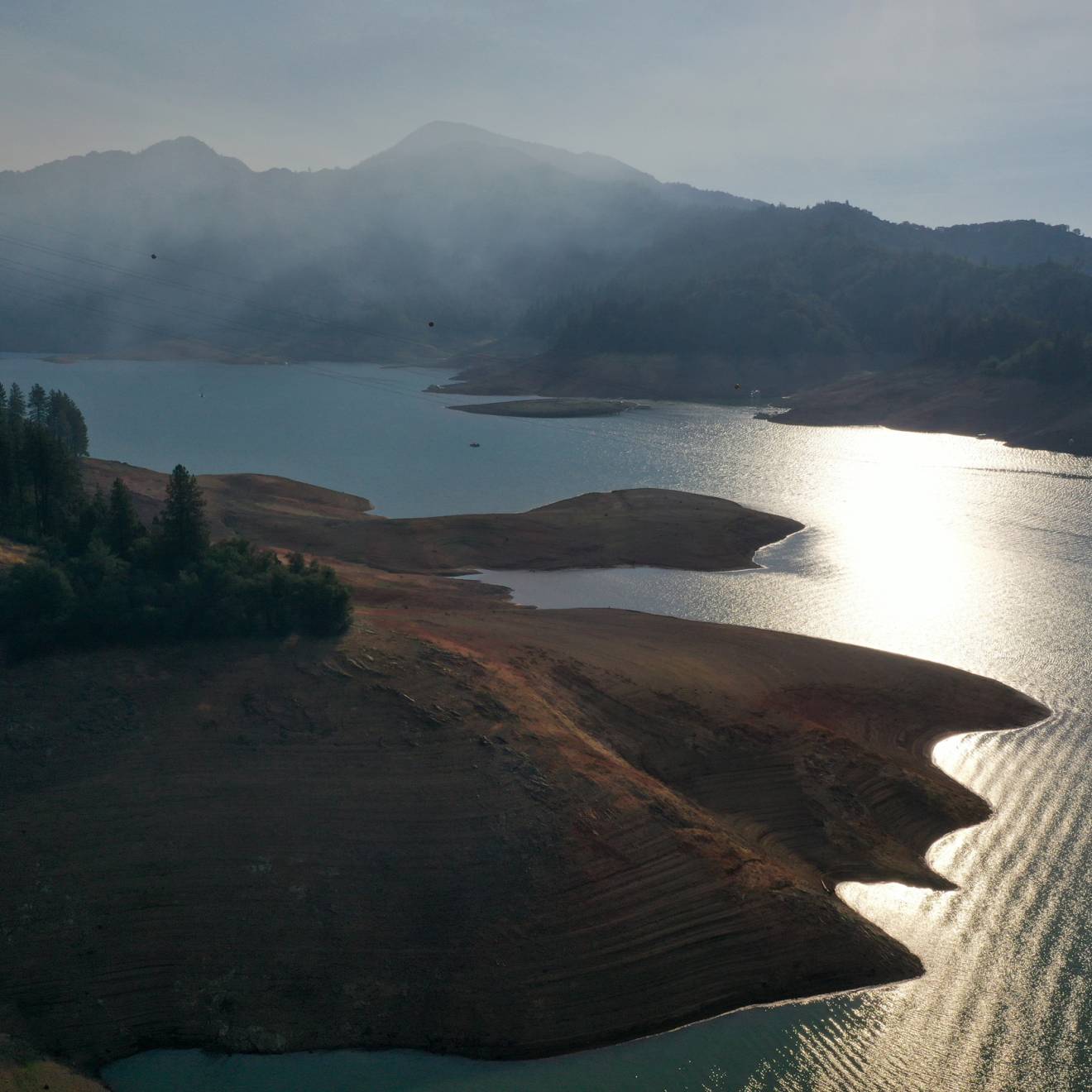 View of Lake Shasta from above during late afternoon