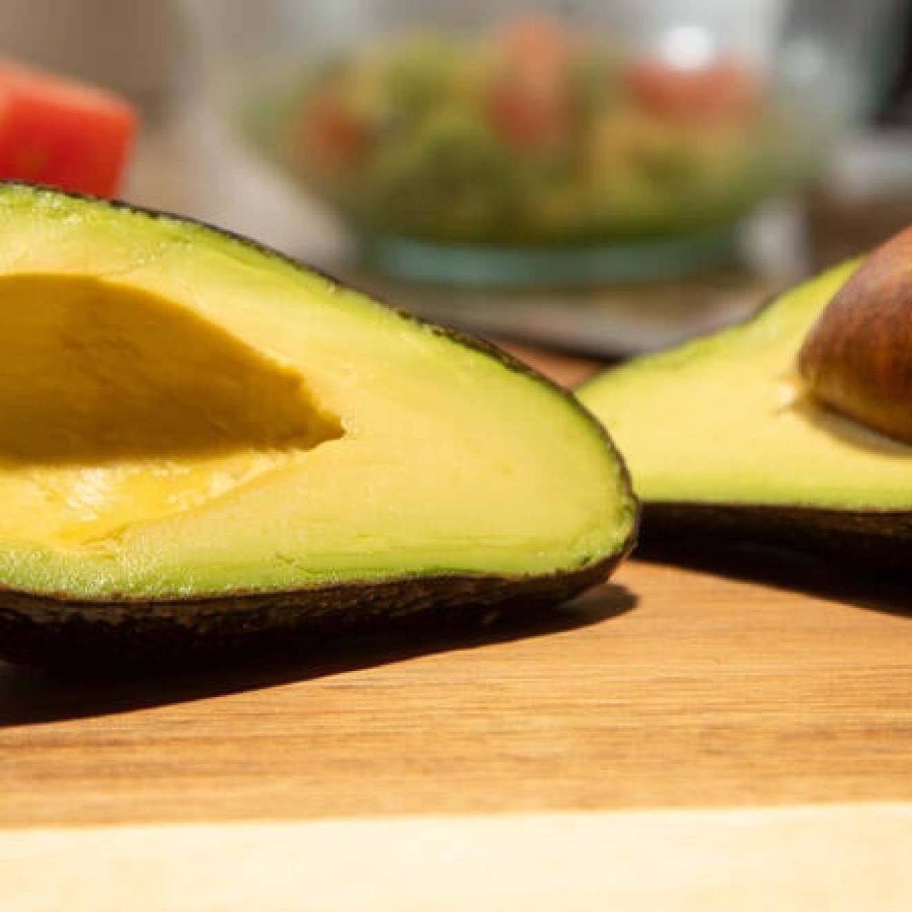 A split open avocado