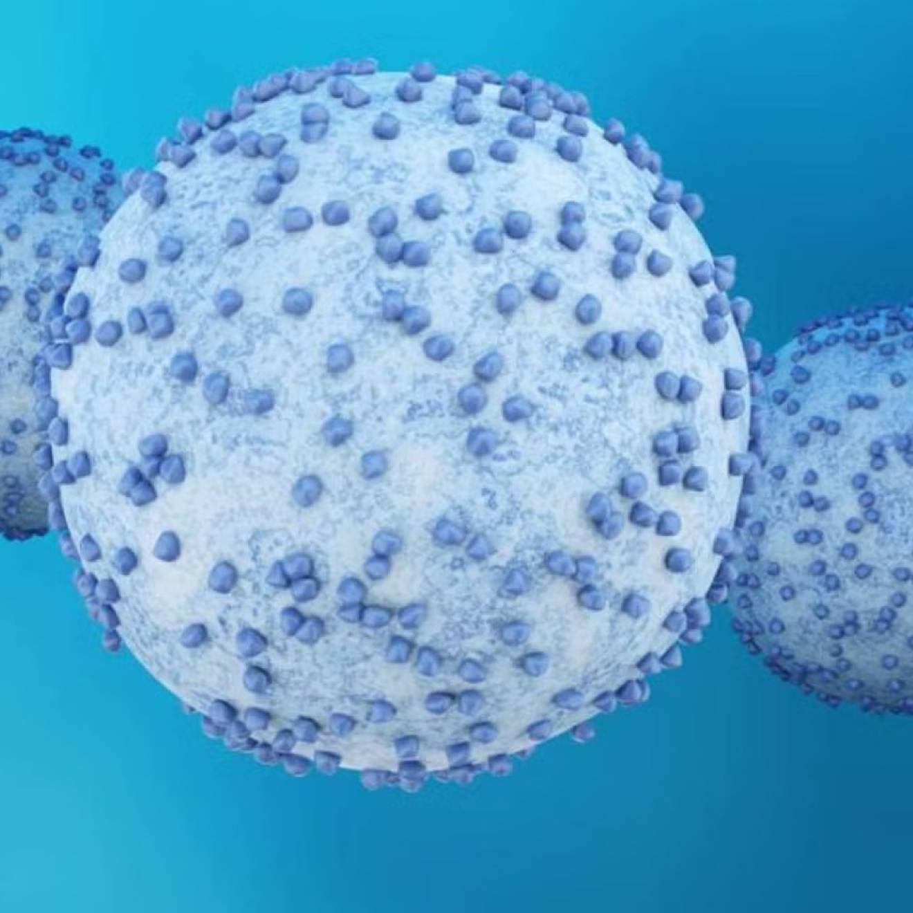 Illustration of pancreatic cancer cells against blue background