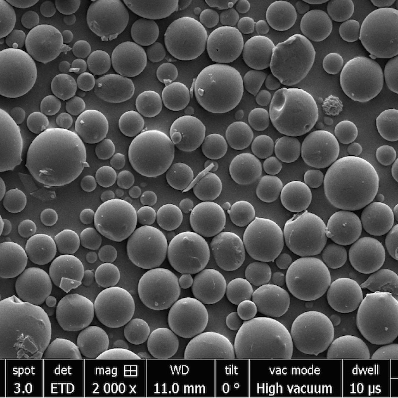 Image of small gray polymer orbs