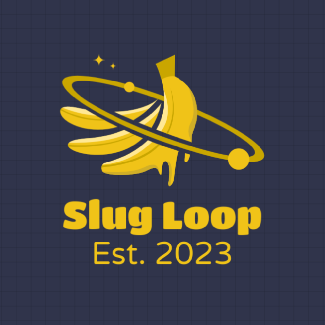 Slug Loop, Est 2023 beneath a logo of a banana with an orbit around it