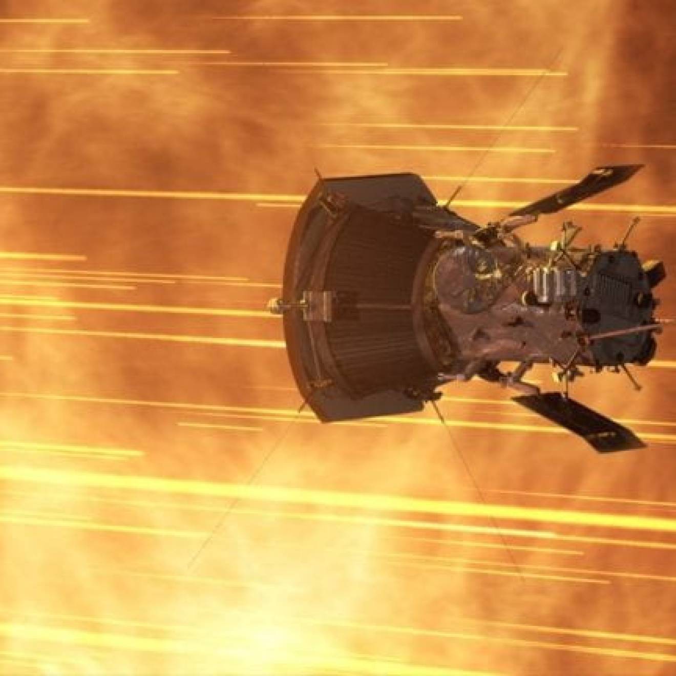 A visualization of NASA’s Parker Solar Probe approaching the sun
