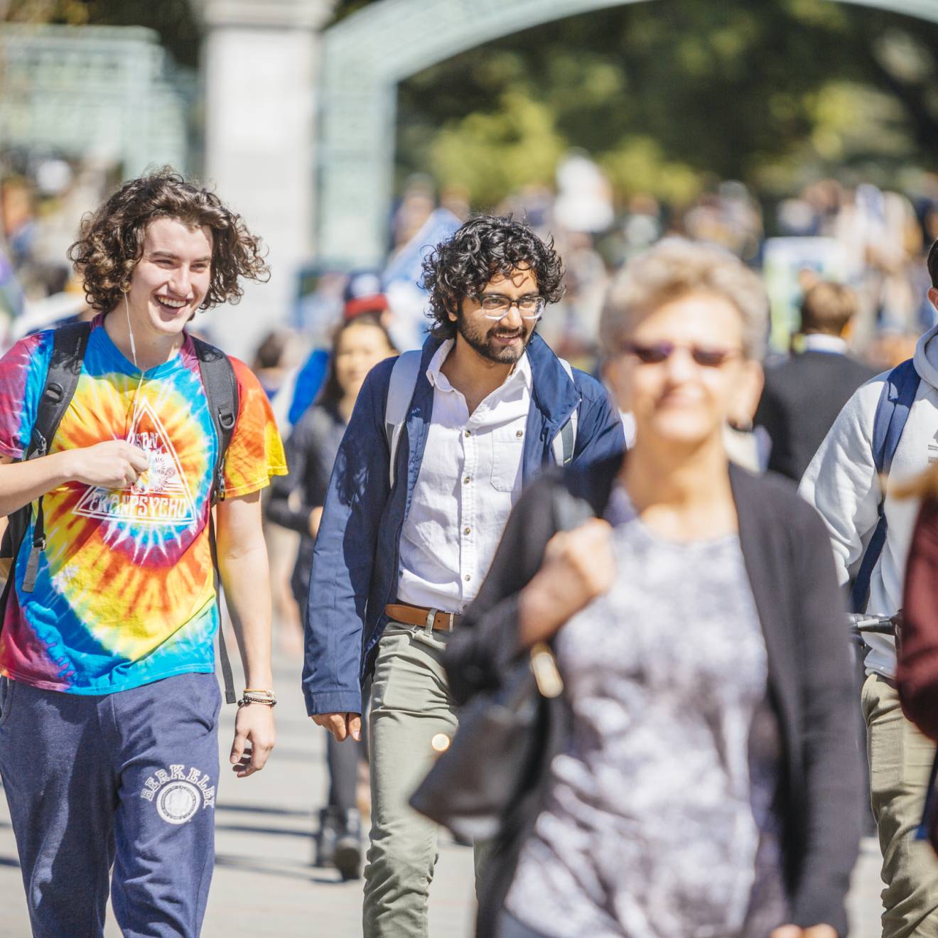 Students walk in front of Sather Gate at UC Berkeley