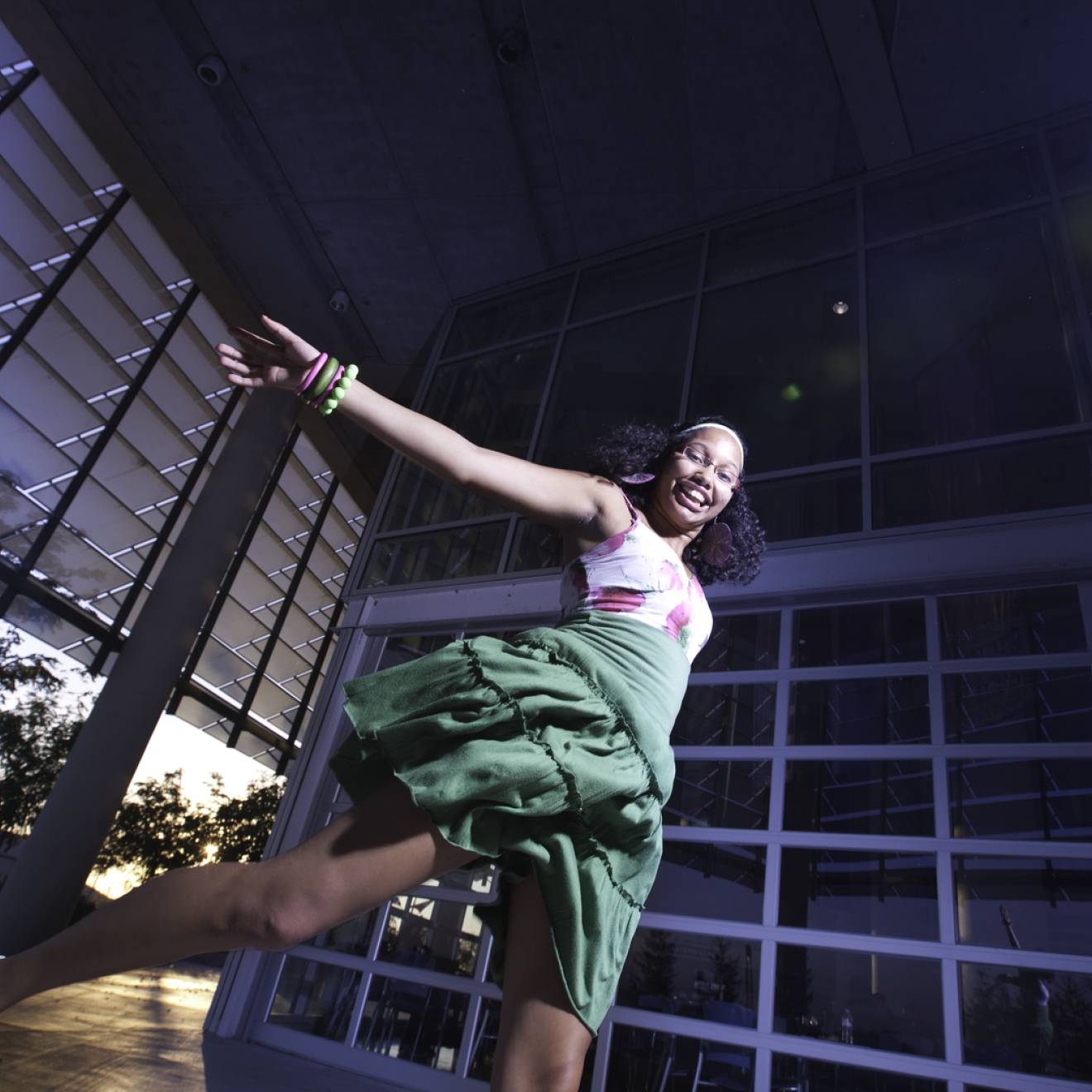A young Black student dances at UC Merced