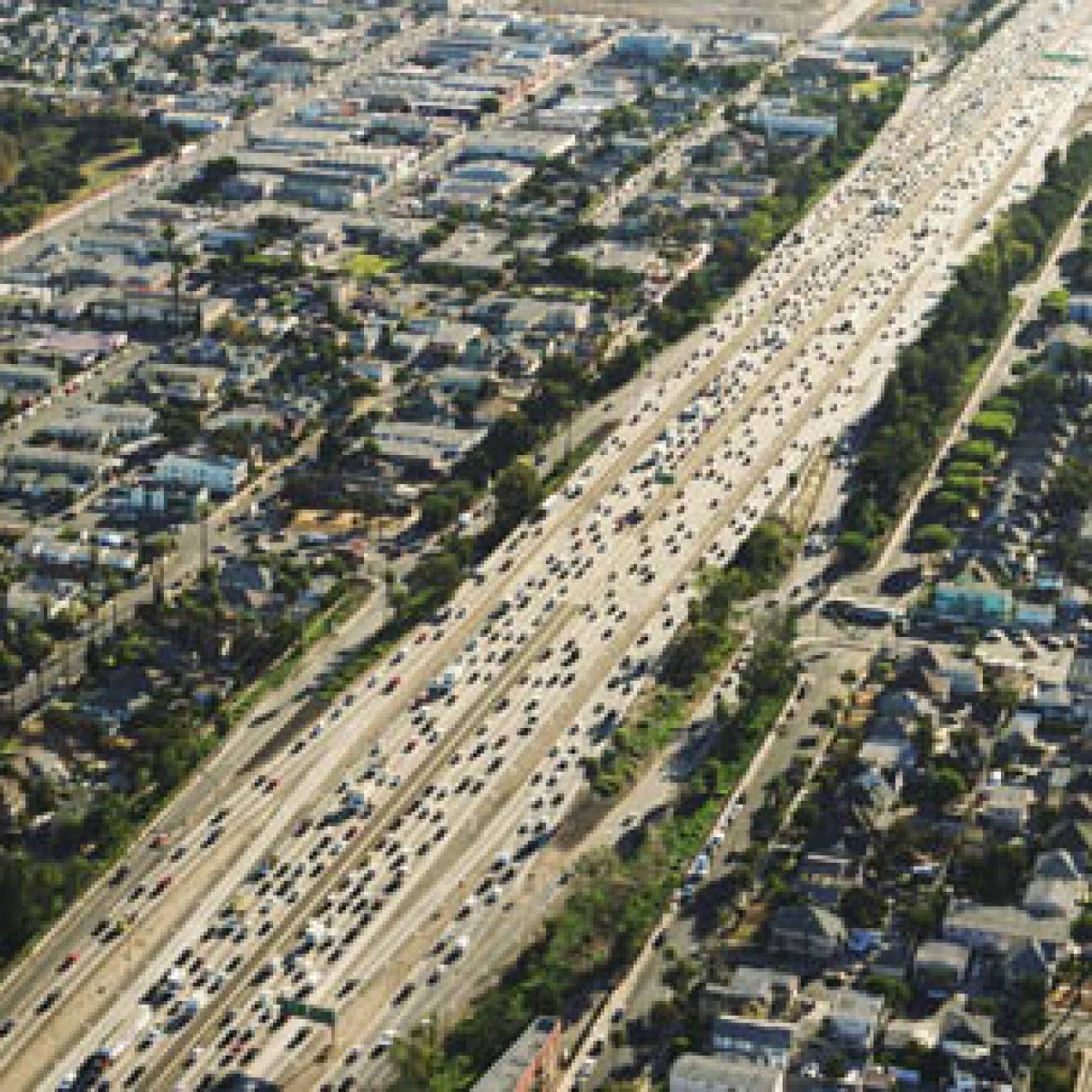 Aerial view of urban highway