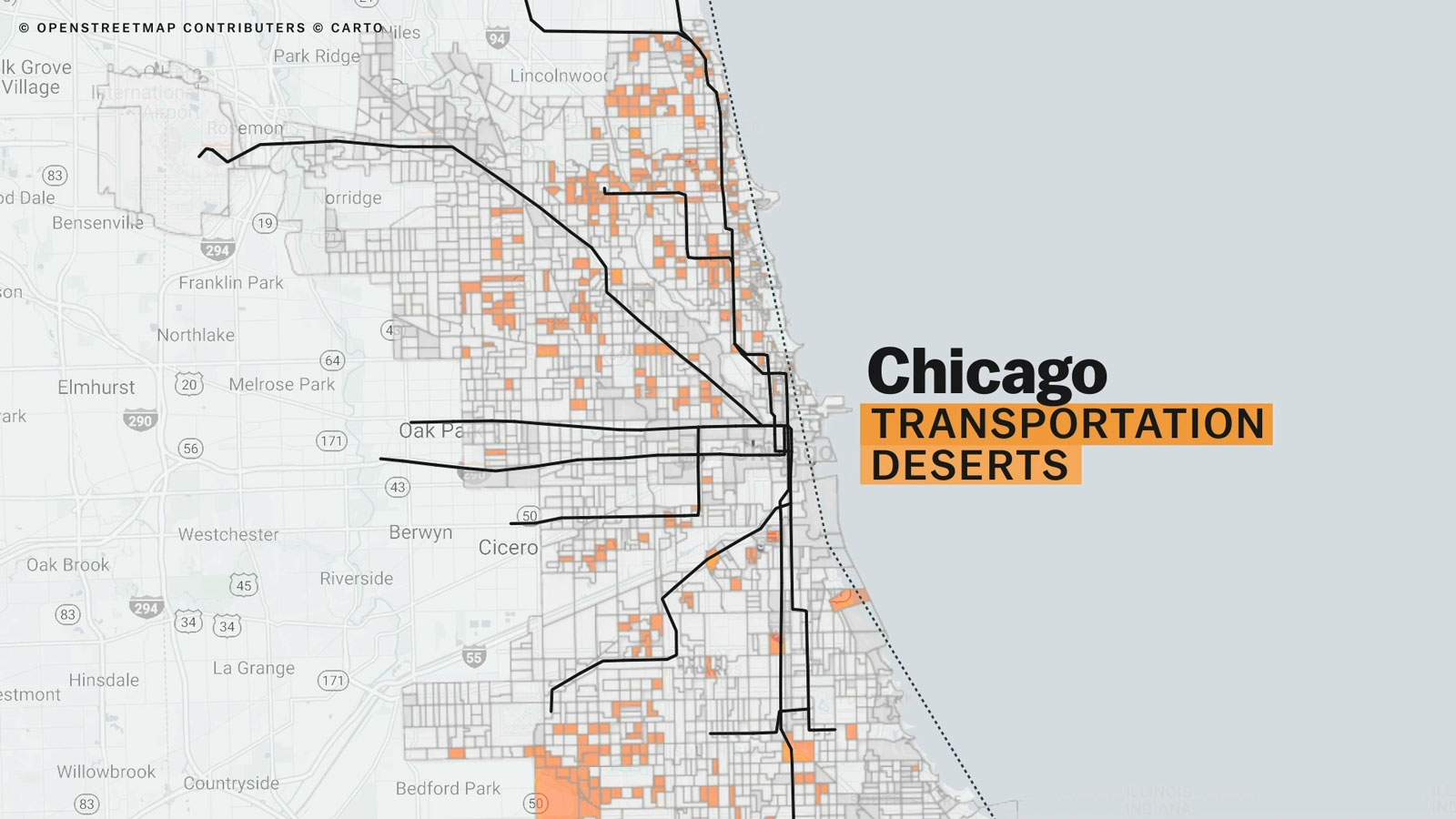 areas in Chicago where transit need is not met