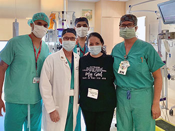 Members of surgical team with mom