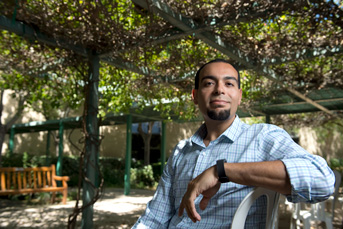 Michael Yassa sitting on a bench