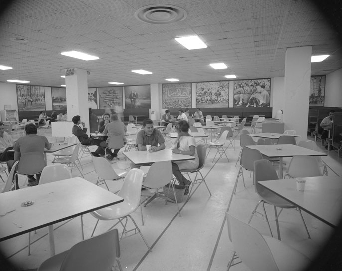 Students at UCLA's student union coffee shop, The Coop