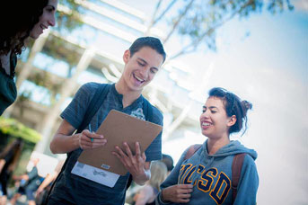 UC San Diego student registers a voter