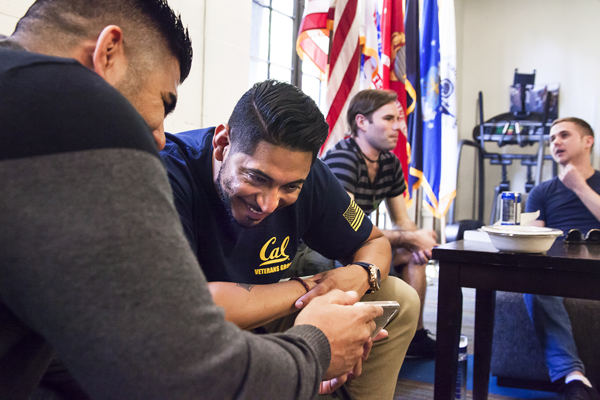 Brian Vargas with fellow students at the UC Berkeley Veterans Center