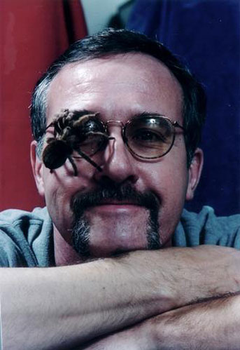 Spider expert Rick Vetter — with a spider on him