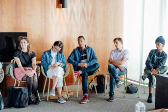 students at meeting with Carrie Mae Weems