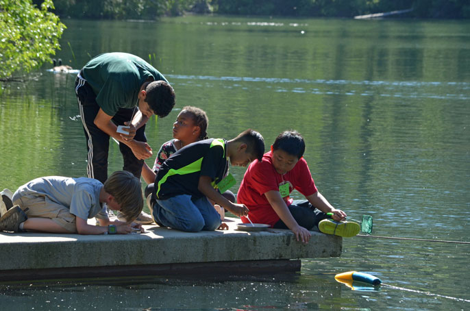 Students on a dock